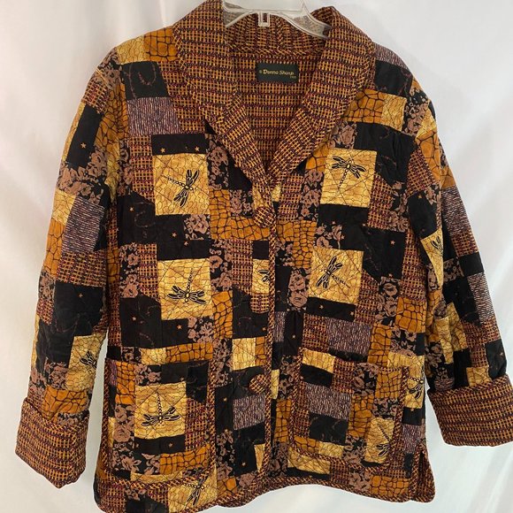 Donna Sharp Vintage Quilted Patchwork Dragonfly Blazer Jacket EUC Women's Size M - Picture 11 of 12